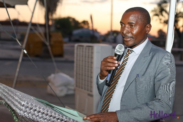 Speaker delivering his speech at the Hollard Oshakati opening