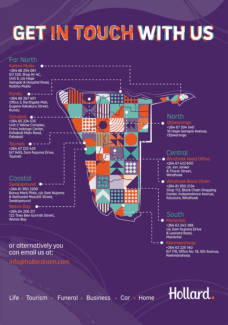 Hollard map illustration with contact details
