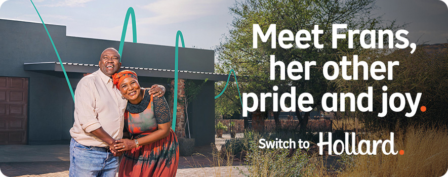 Hollard Building Insurance customer standing in front of her insured house, hugging her husband